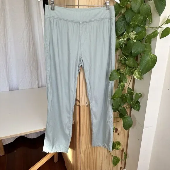 Wearables XCVI Sara Ankle Pants Pull On‎ Crop Raw Hem Elastic Waist M Mint Green - Picture 2 of 16